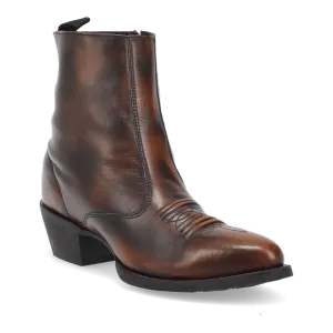 High-Quality Leather Laredo Men's Fletcher Zip Up Leather Boot in Antique Tan