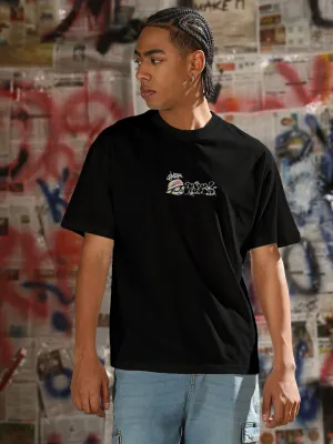 Breezy Fit Men's Printed Black Regular Fit T-Shirt