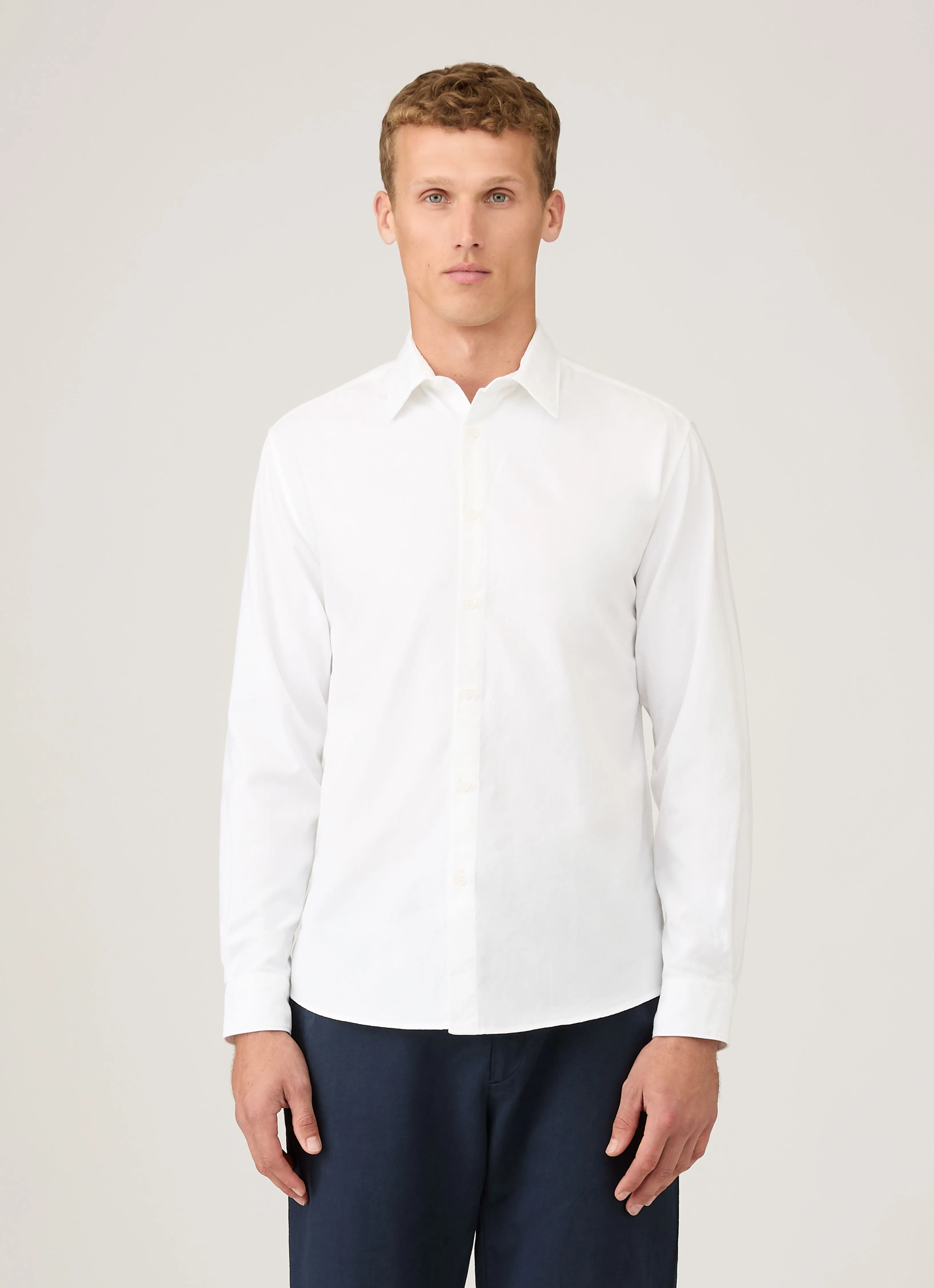 Men's Oxford Shirt in White Soft Stretch Fit