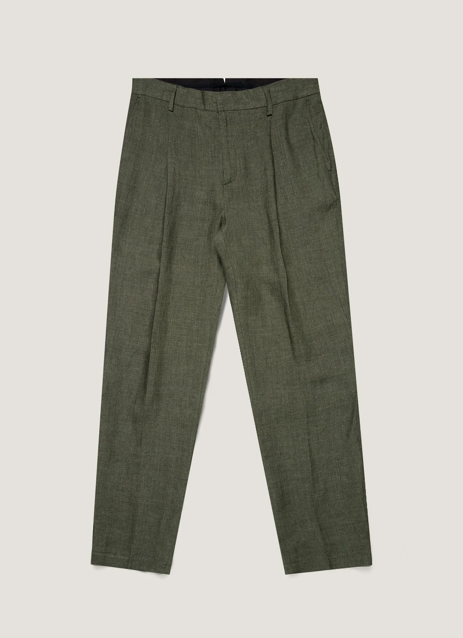 All Day Comfort Men's Pleated Linen Trouser in Hunter Green