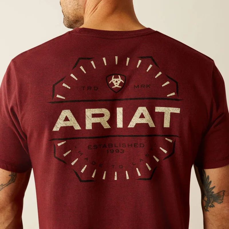 Ariat Men's Explorer Classic T-Shirt in Crimson Red Heather Breezy Design