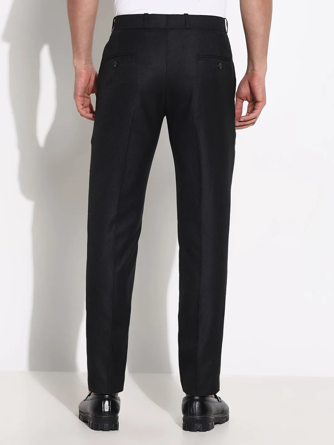 Easy Fit Design Flattering Fit Wear Men's Black Striped Formal Trousers