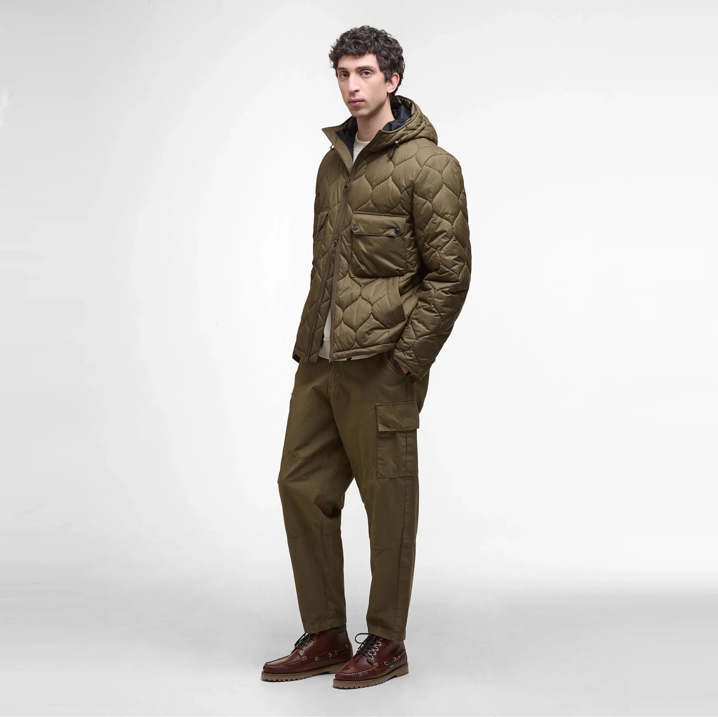 Re-Engineered Hooded Spey Quilted Jacket (Beech) Belted Waist Daily Wear Jacket