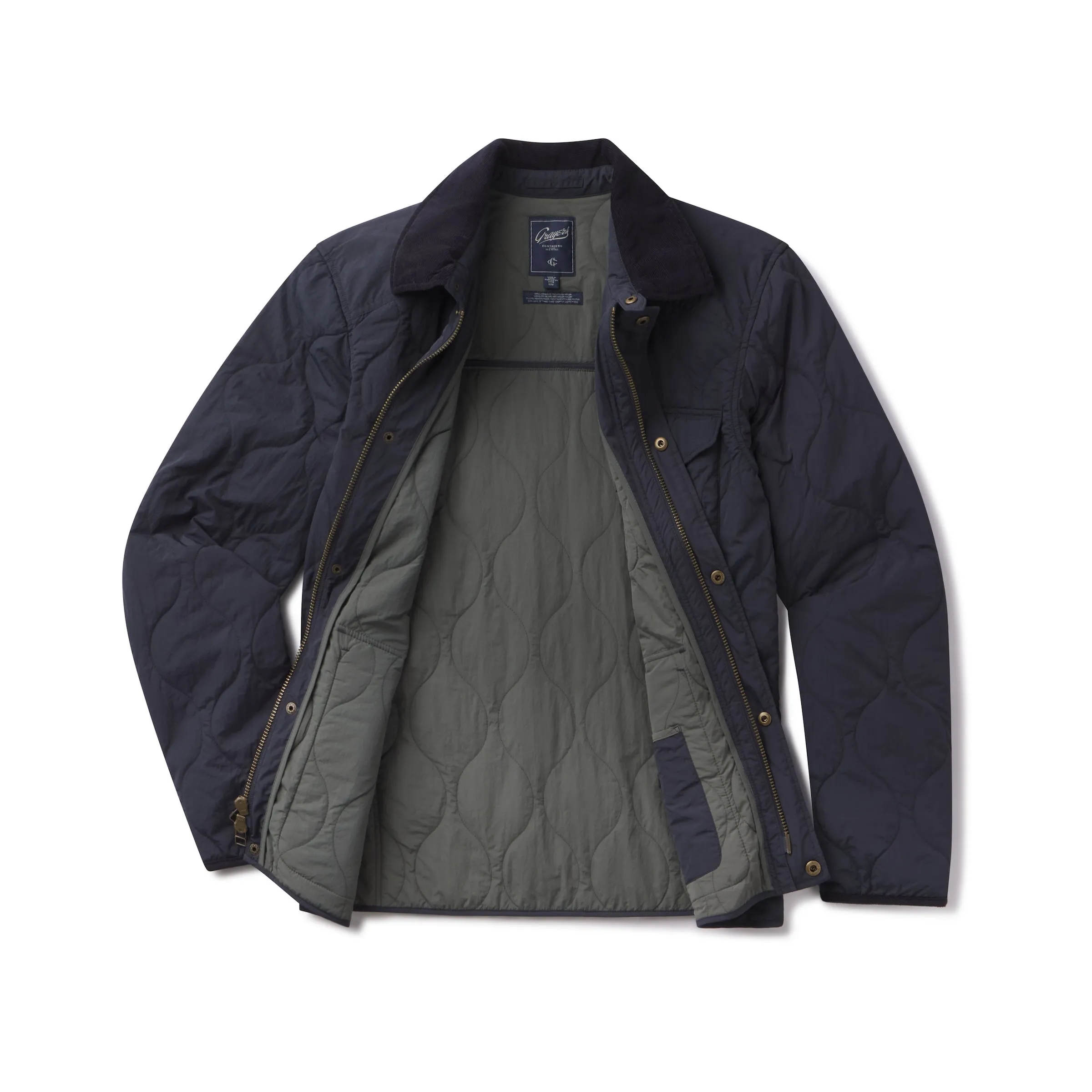 Andrew Lightweight Quilted Jacket - Navy Neutral Tones Look Outdoor Trip