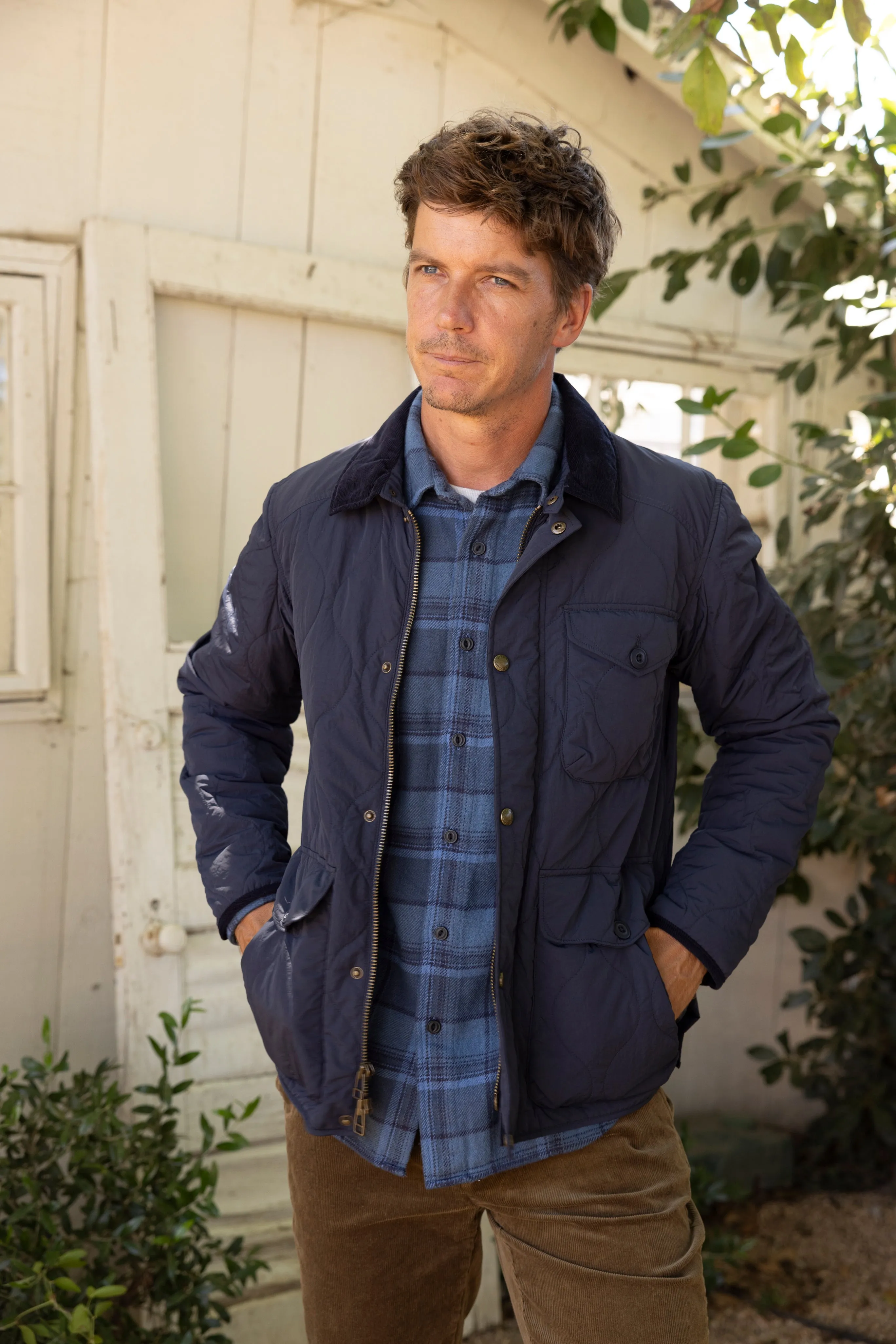 Taped Neckline EasyClean Coating Andrew Lightweight Quilted Jacket - Navy