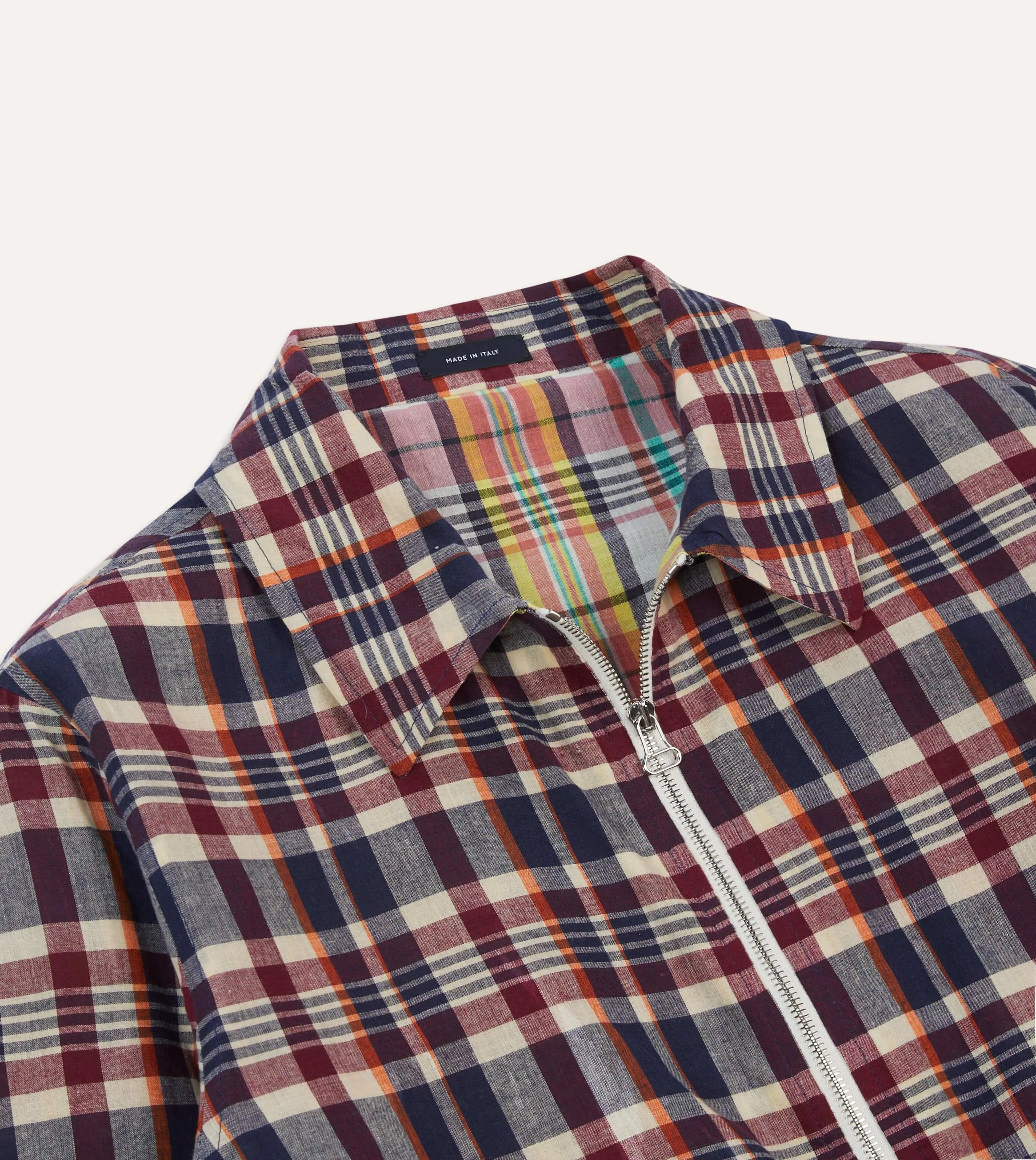 Houndstooth Print Waxed Madras Cotton Tennis Blouson Jacket