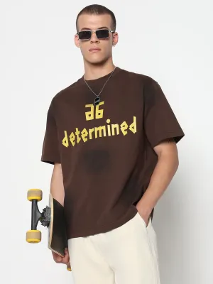 HighNeckStyle Lightweight Composite Men's Typography Printed Brown Regular Fit T-Shirt