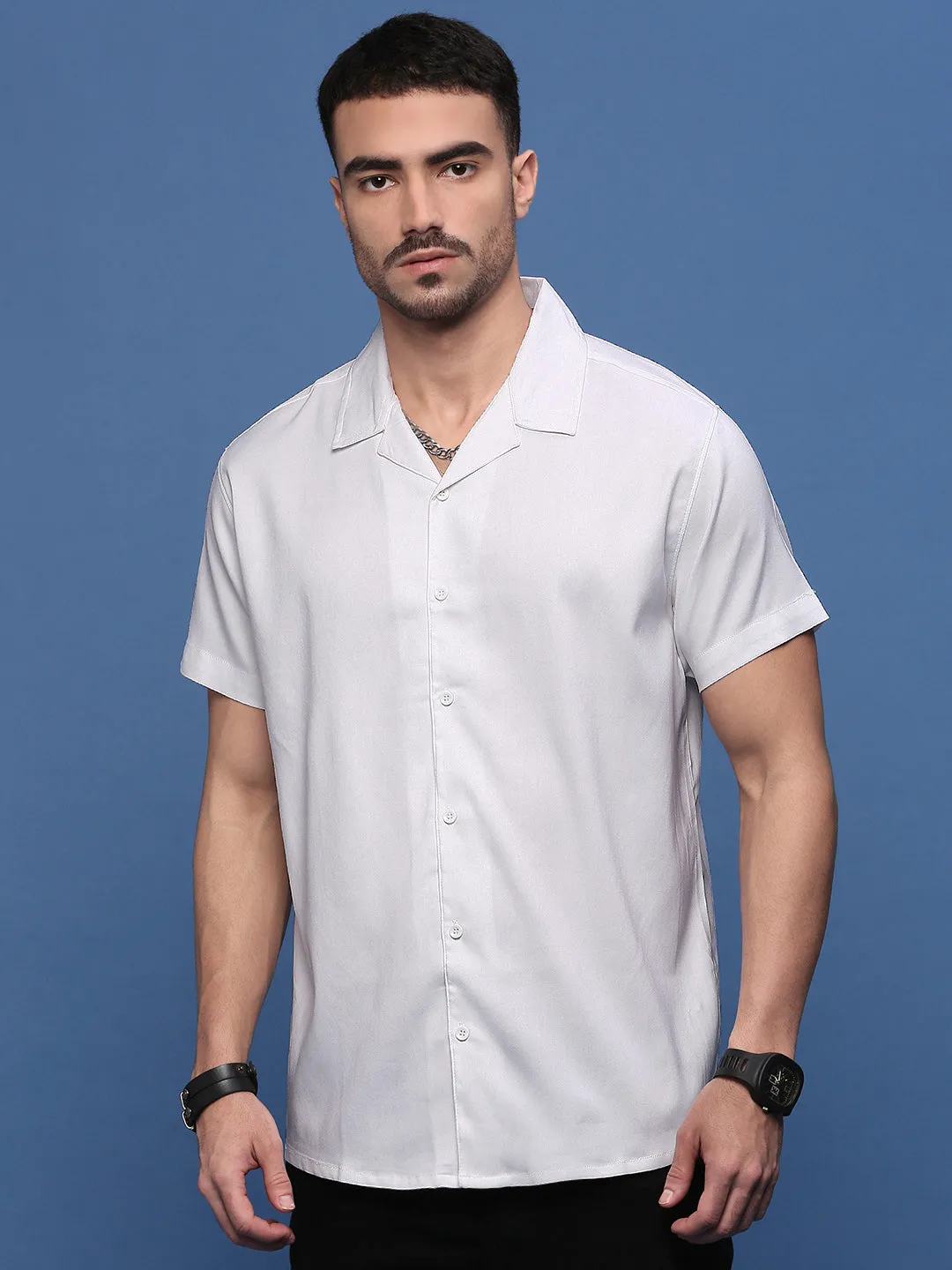Men's White Standard Opaque Casual Shirt Daily Fit Machine Fit