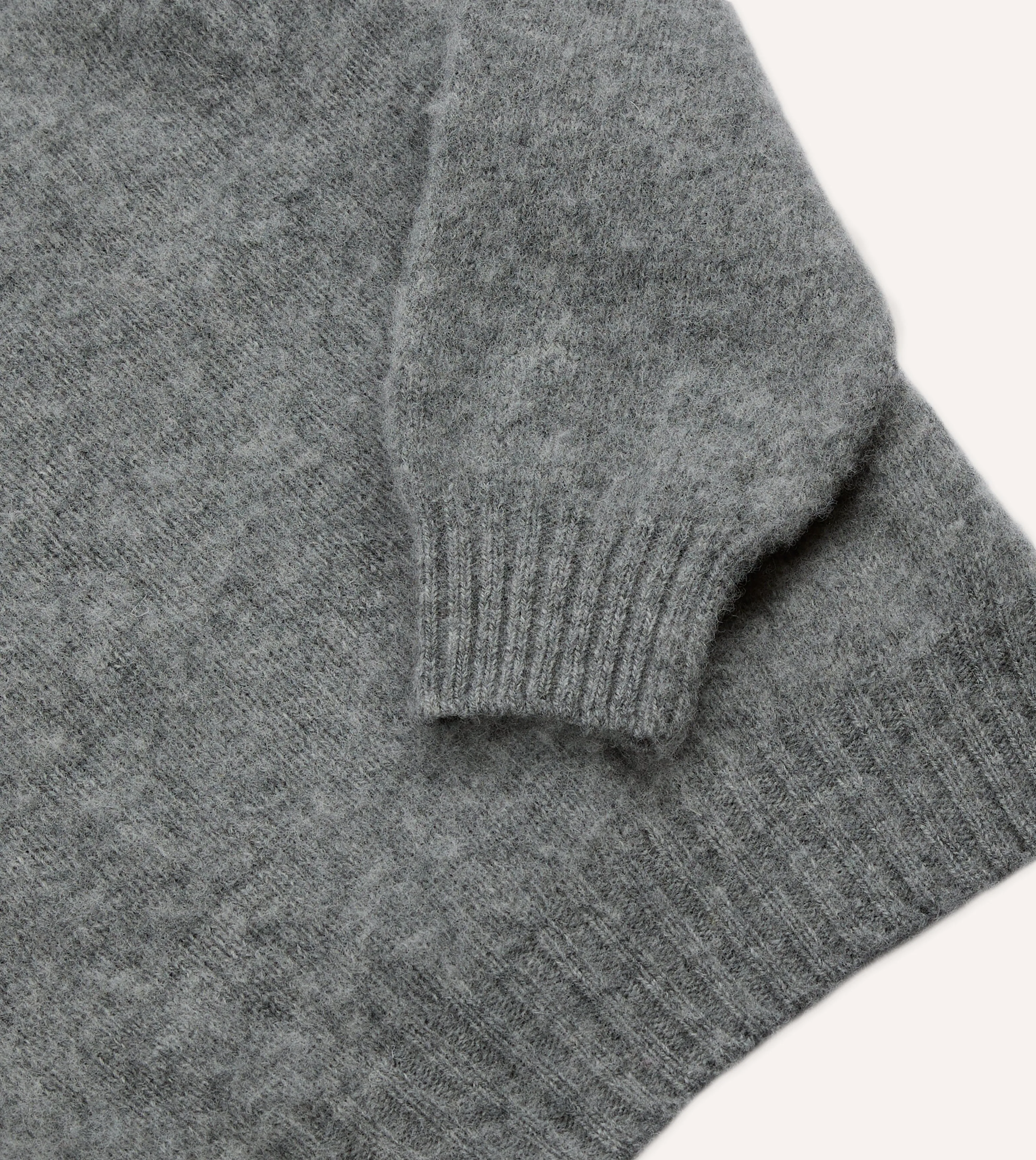 Grey Brushed Shetland Mock Neck Jumper Classic Ready