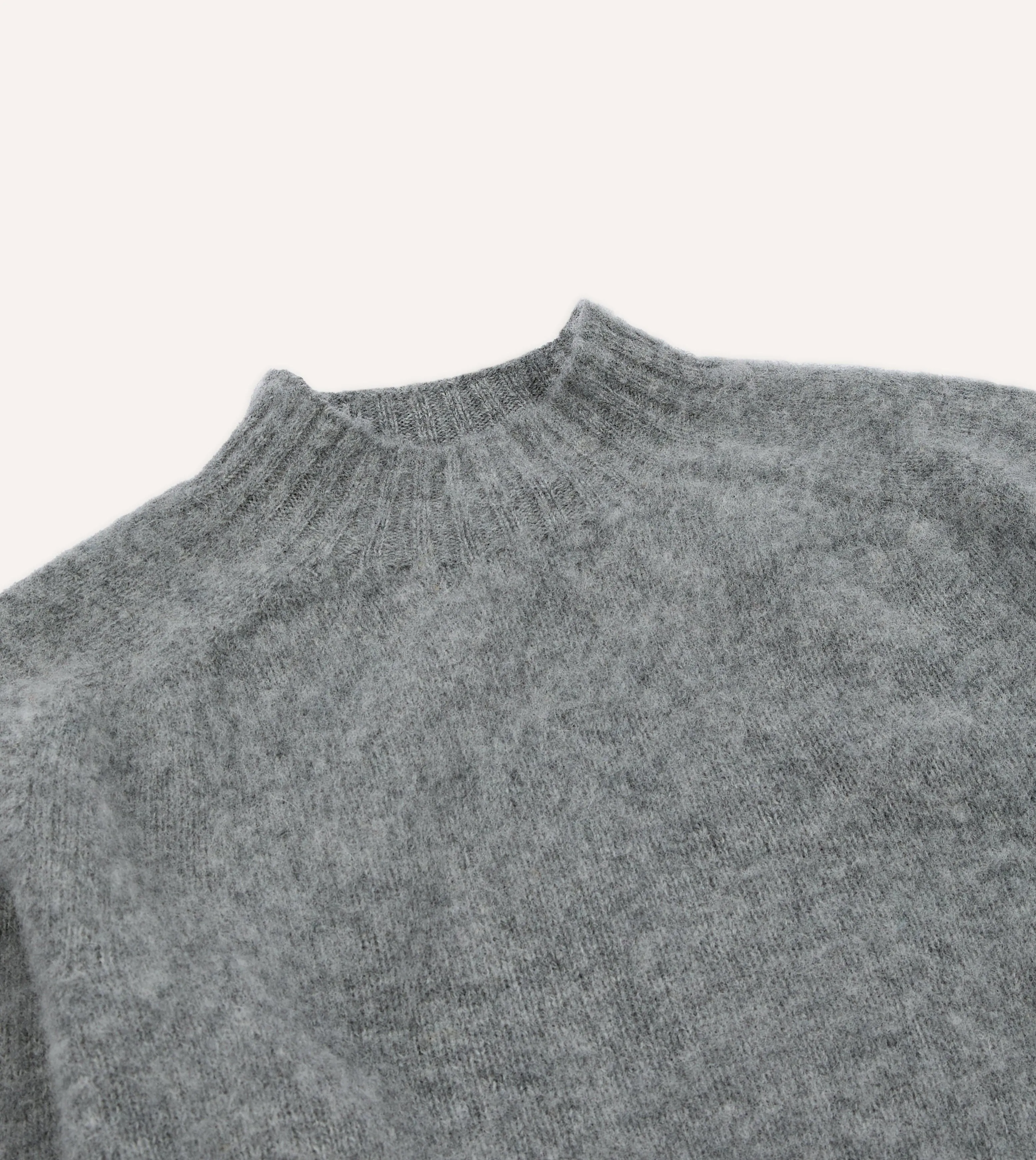 Grey Brushed Shetland Mock Neck Jumper Autumn Ready