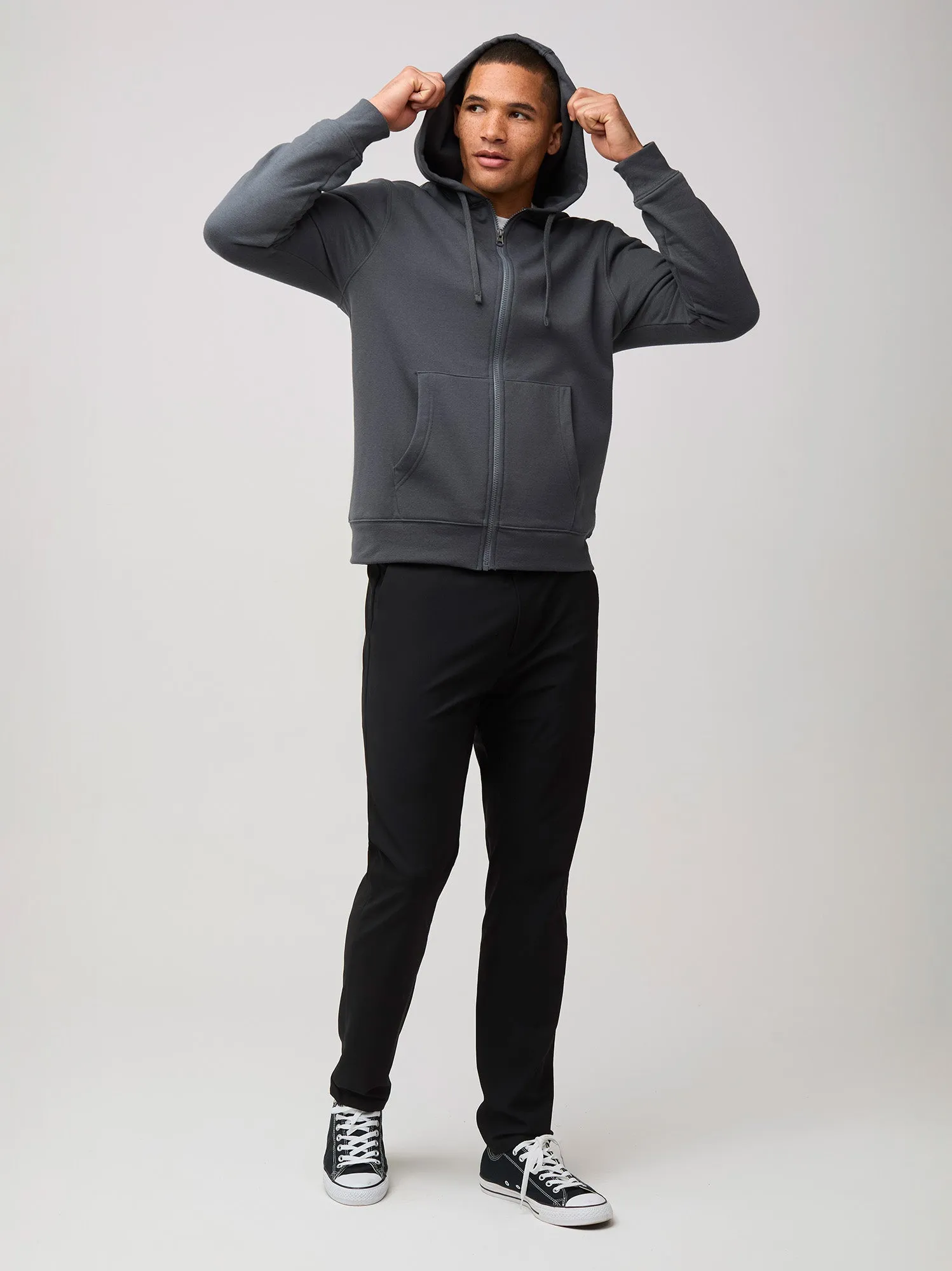 Geometric Print Concrete Zip-Up Hoodie