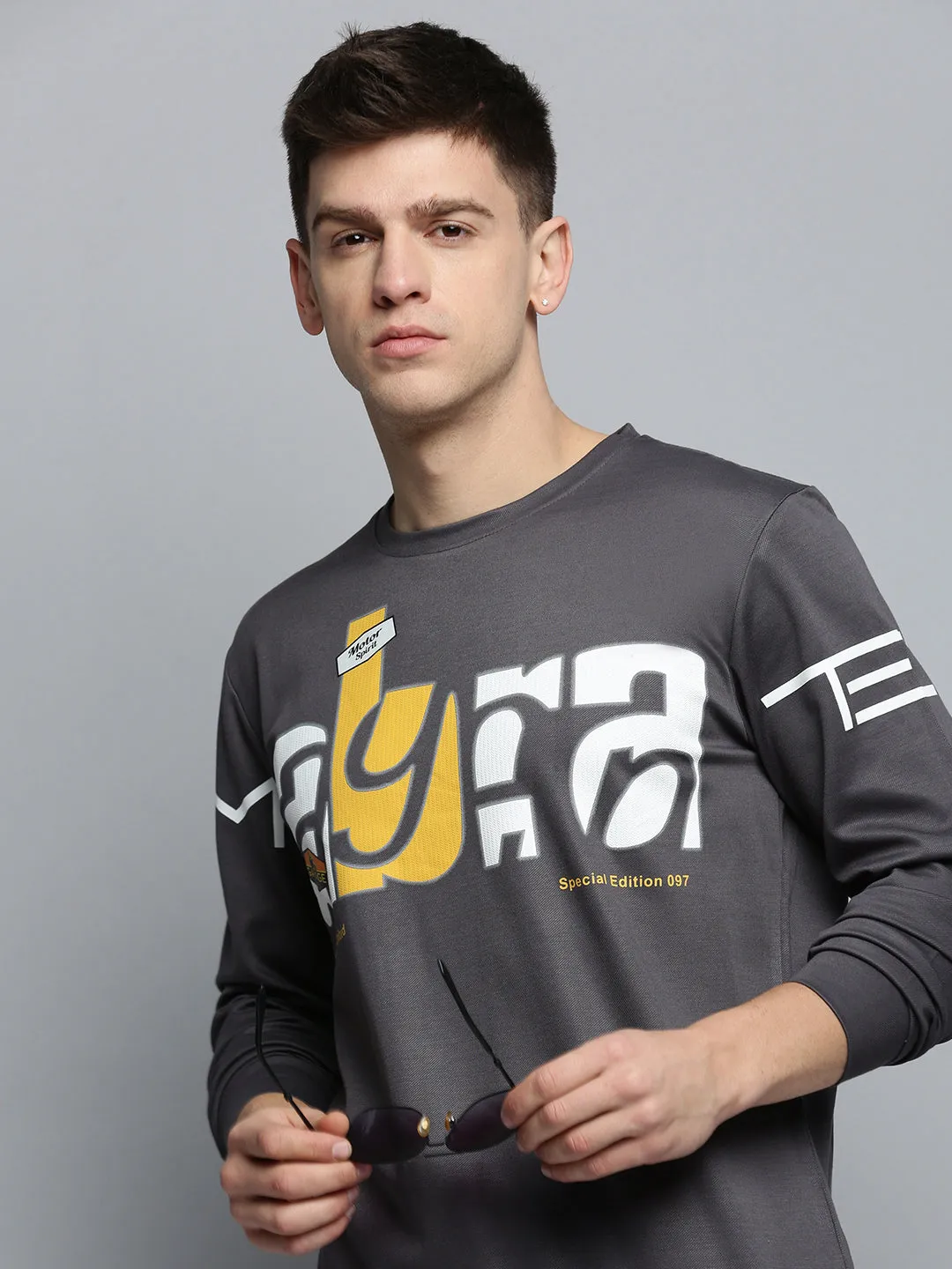 Cozy Design Men's Grey Printed Casual Sweatshirt