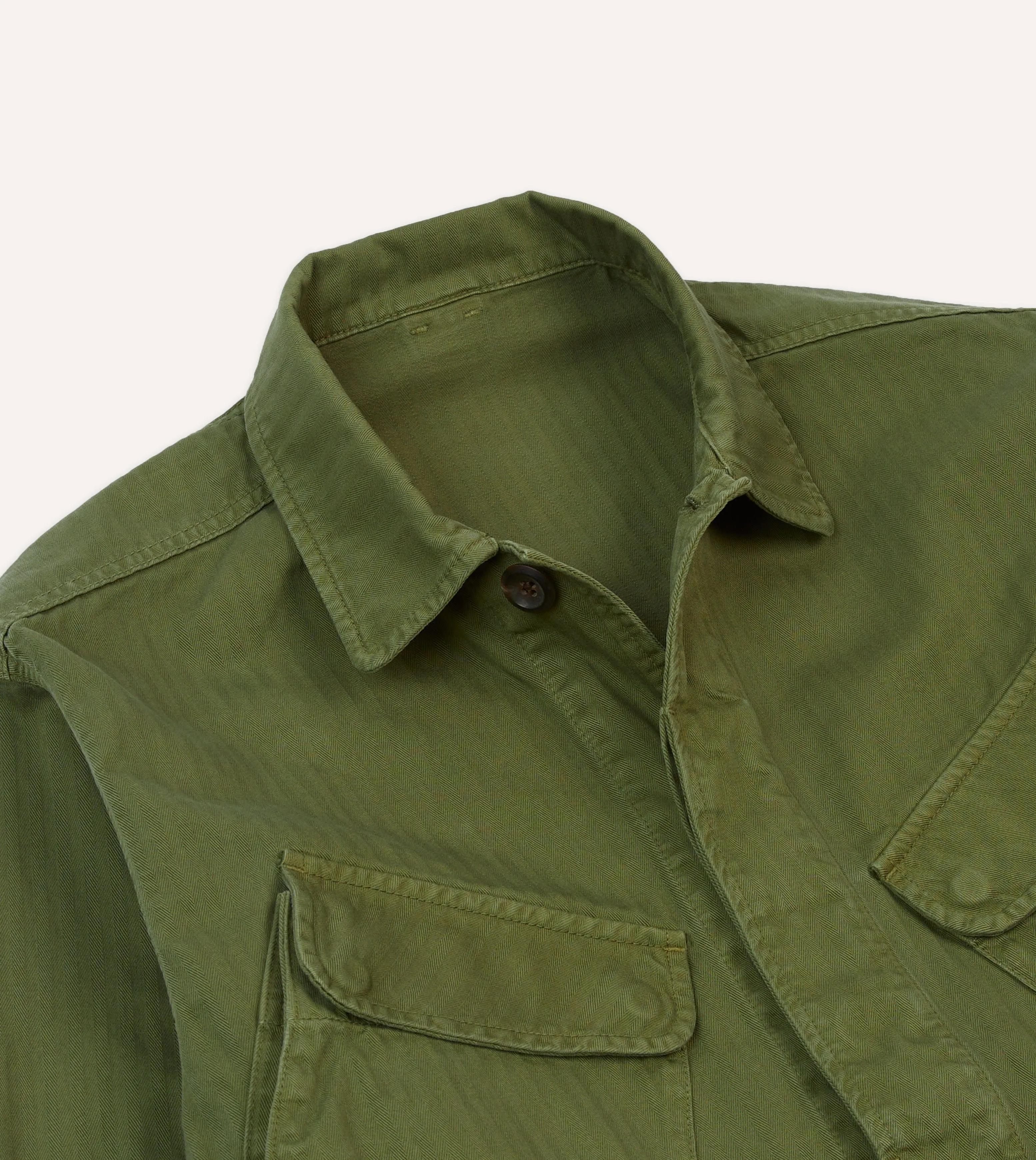 Recycled materials Olive Herringbone Cotton Jungle Jacket