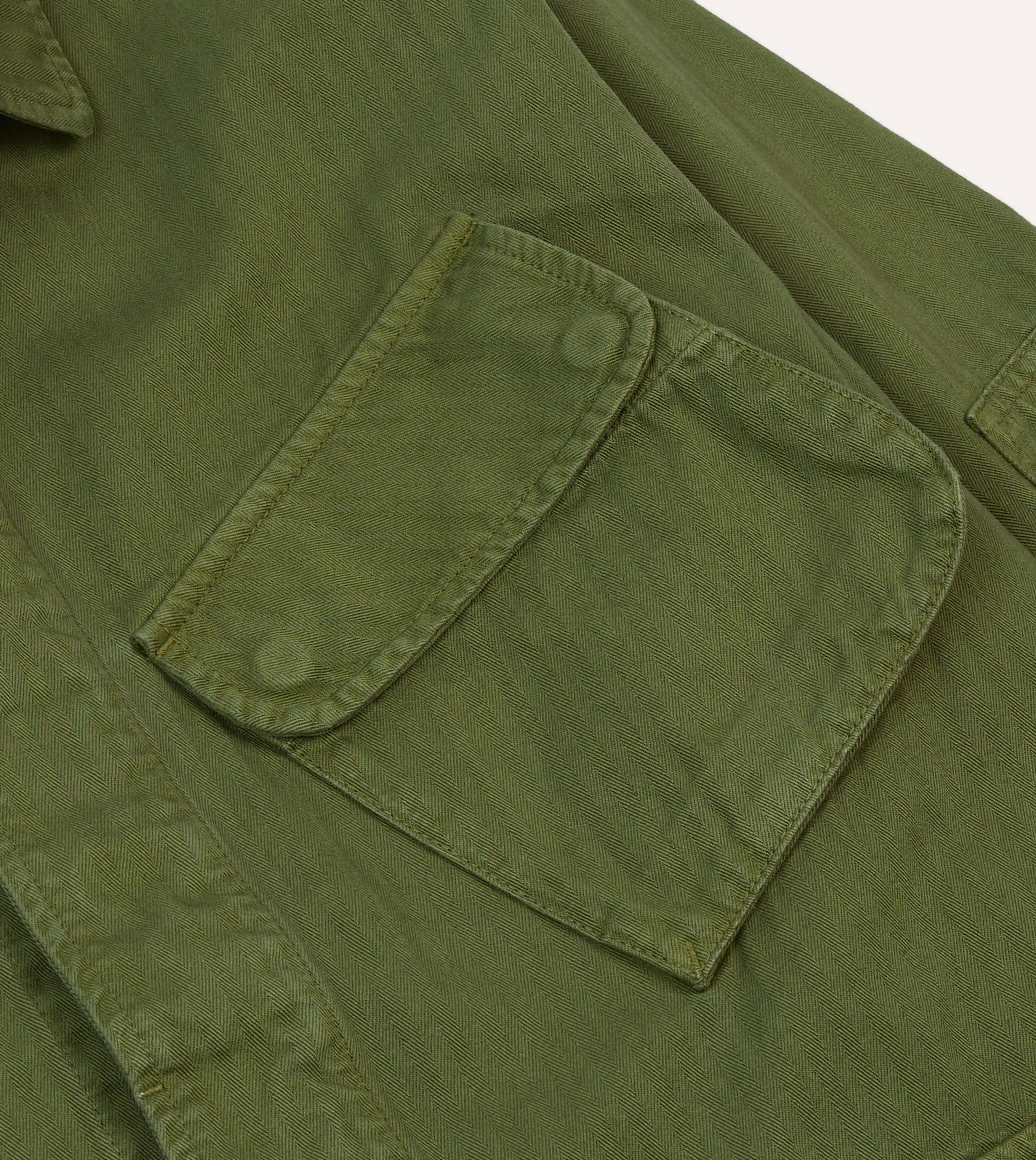Easy Fit Piece Street Comfort Olive Herringbone Cotton Jungle Jacket