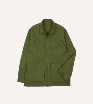 Soft Fleece Lining City Layer Style Olive Herringbone Cotton Jungle Jacket