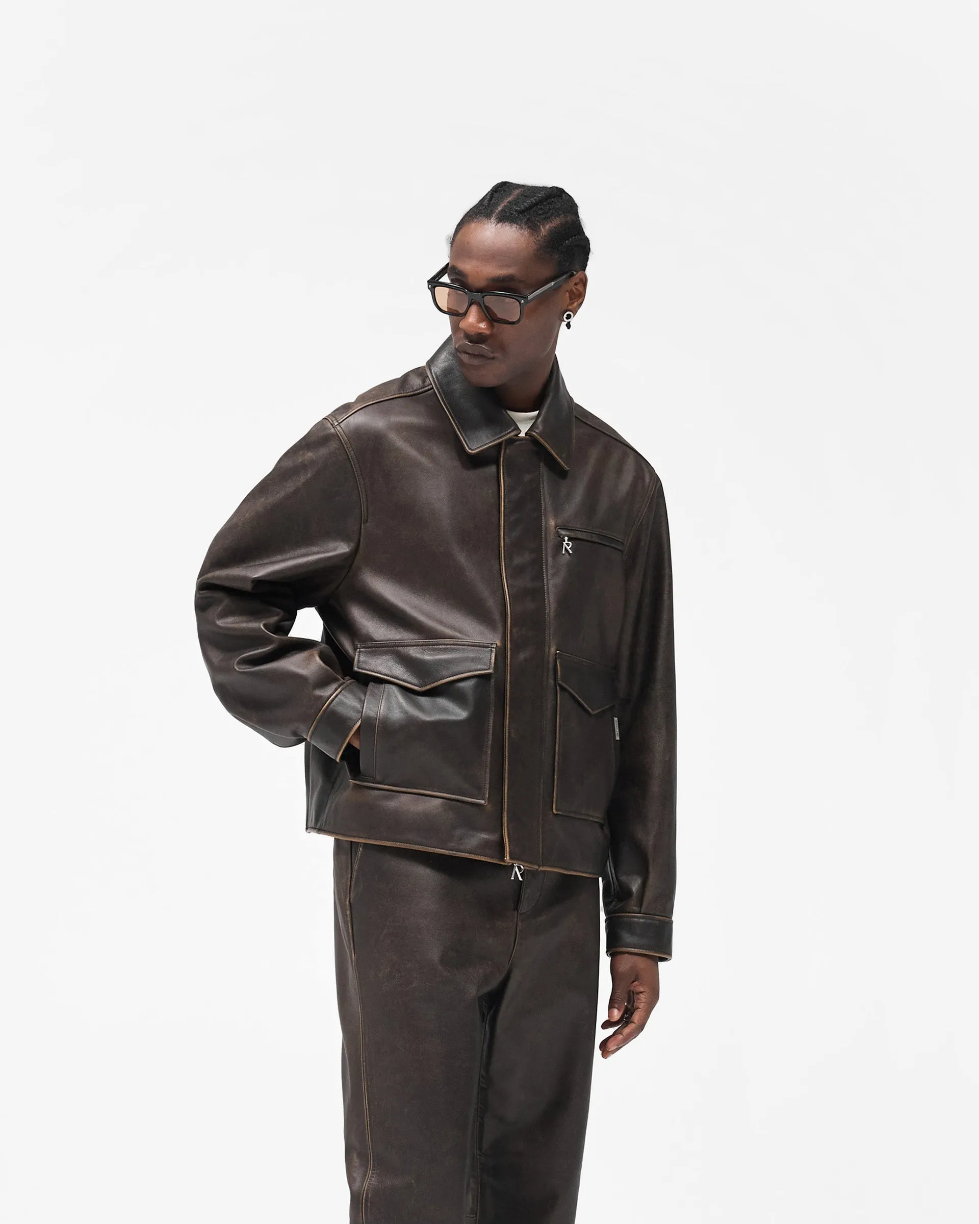 Sunfade Leather Jacket - Nero NoiseFreeFabric City Walking Style