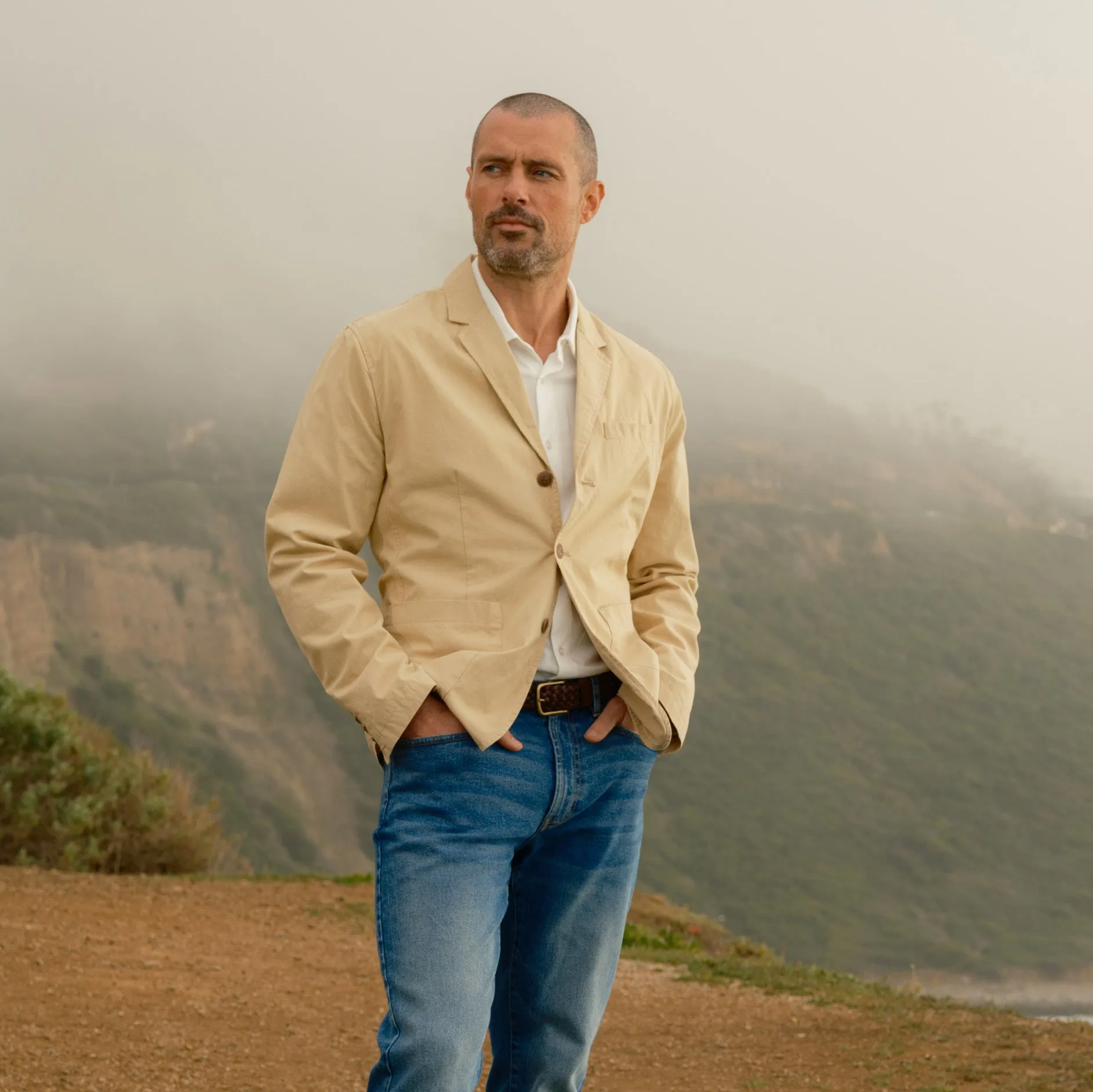 Mercer Cotton Blazer - Biscotti Multi Layer Option