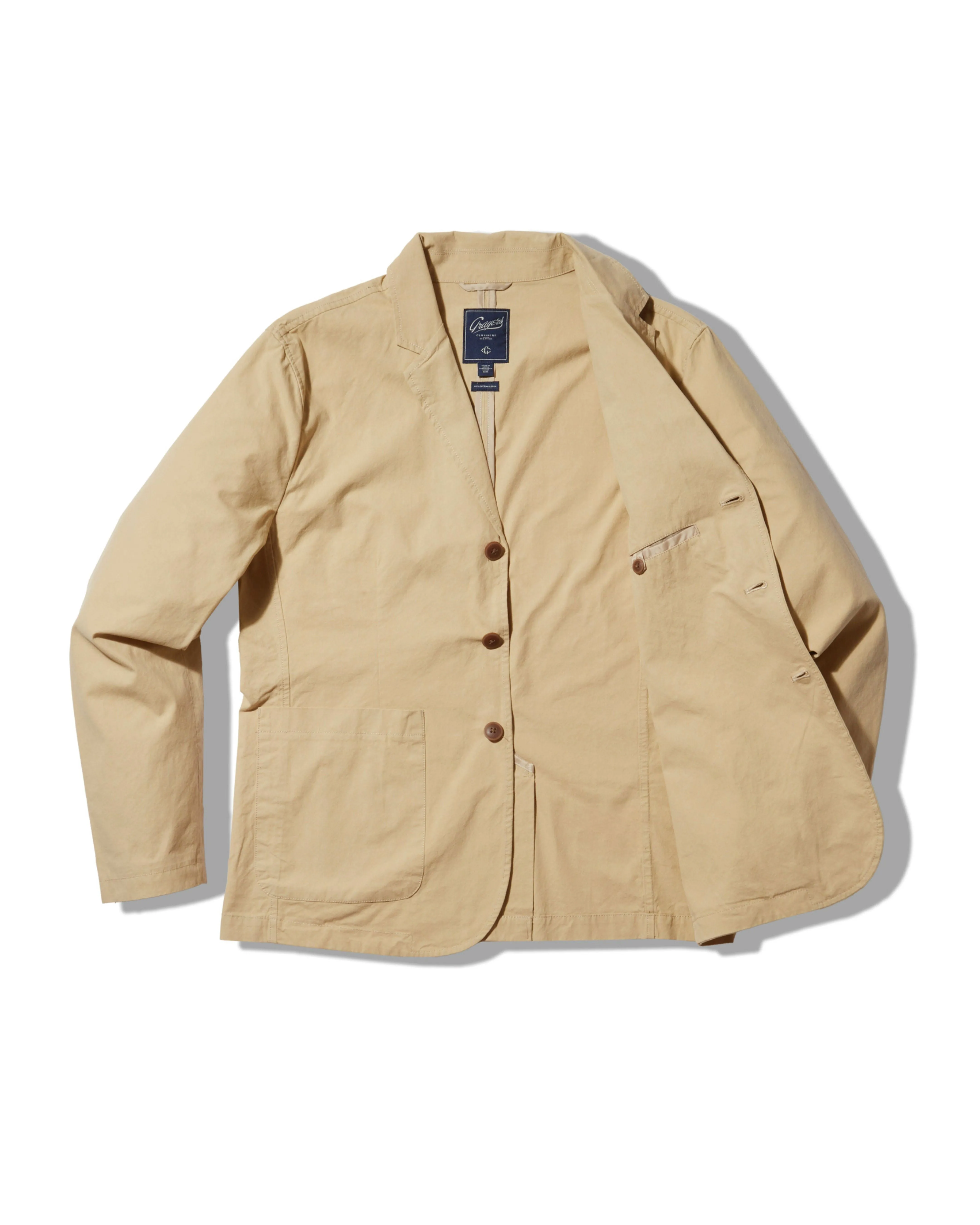 Poly Blend Autumn Ready Mercer Cotton Blazer - Biscotti