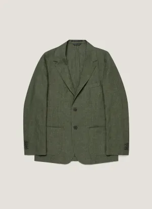 Men's Linen Blazer in Hunter Green Short Length All Weather Protection