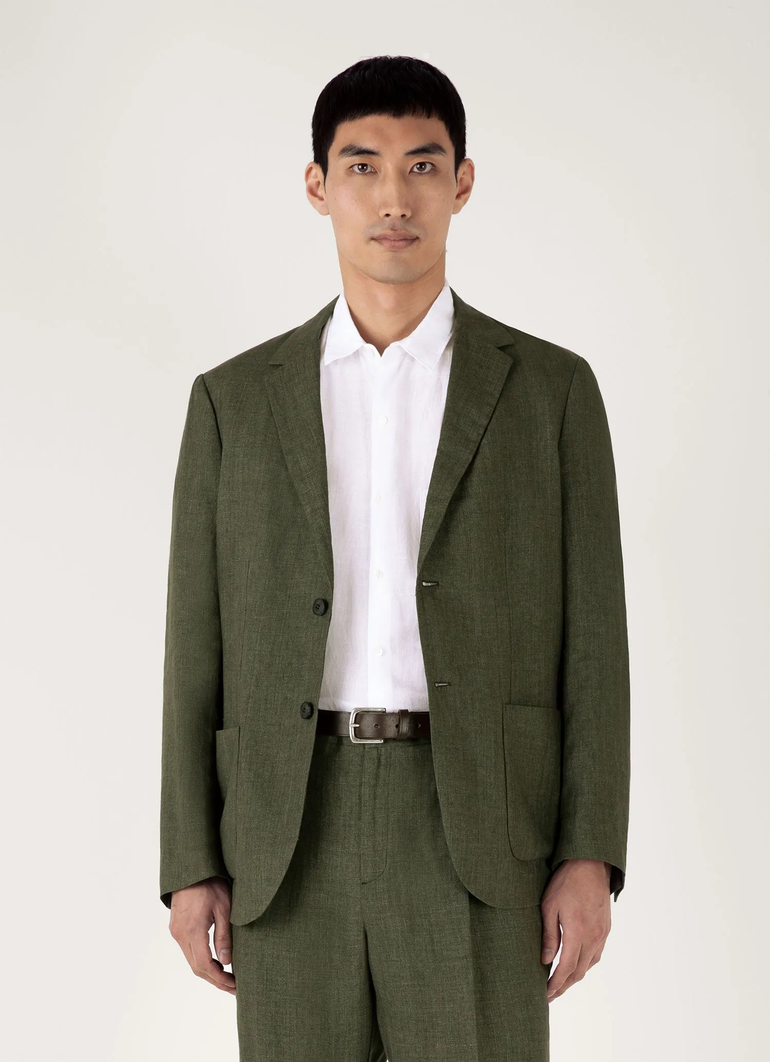 Men's Linen Blazer in Hunter Green Fashion Trend Thermal Retention Layer