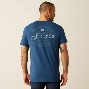 Ariat Men's Line Frame Hex T-Shirt in Denim Blue Heather All-Season Comfort