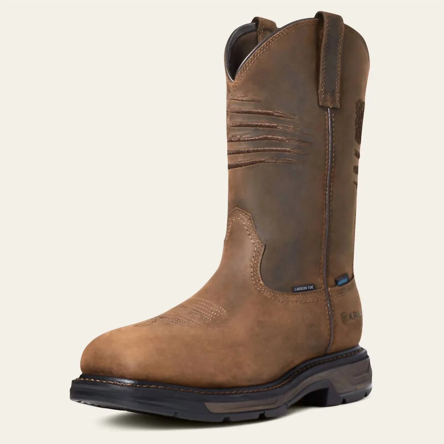 Dust Guard Evening Mode Workhog Xt Patriot Waterproof Carbon Toe Work Boot In Distressed Brown