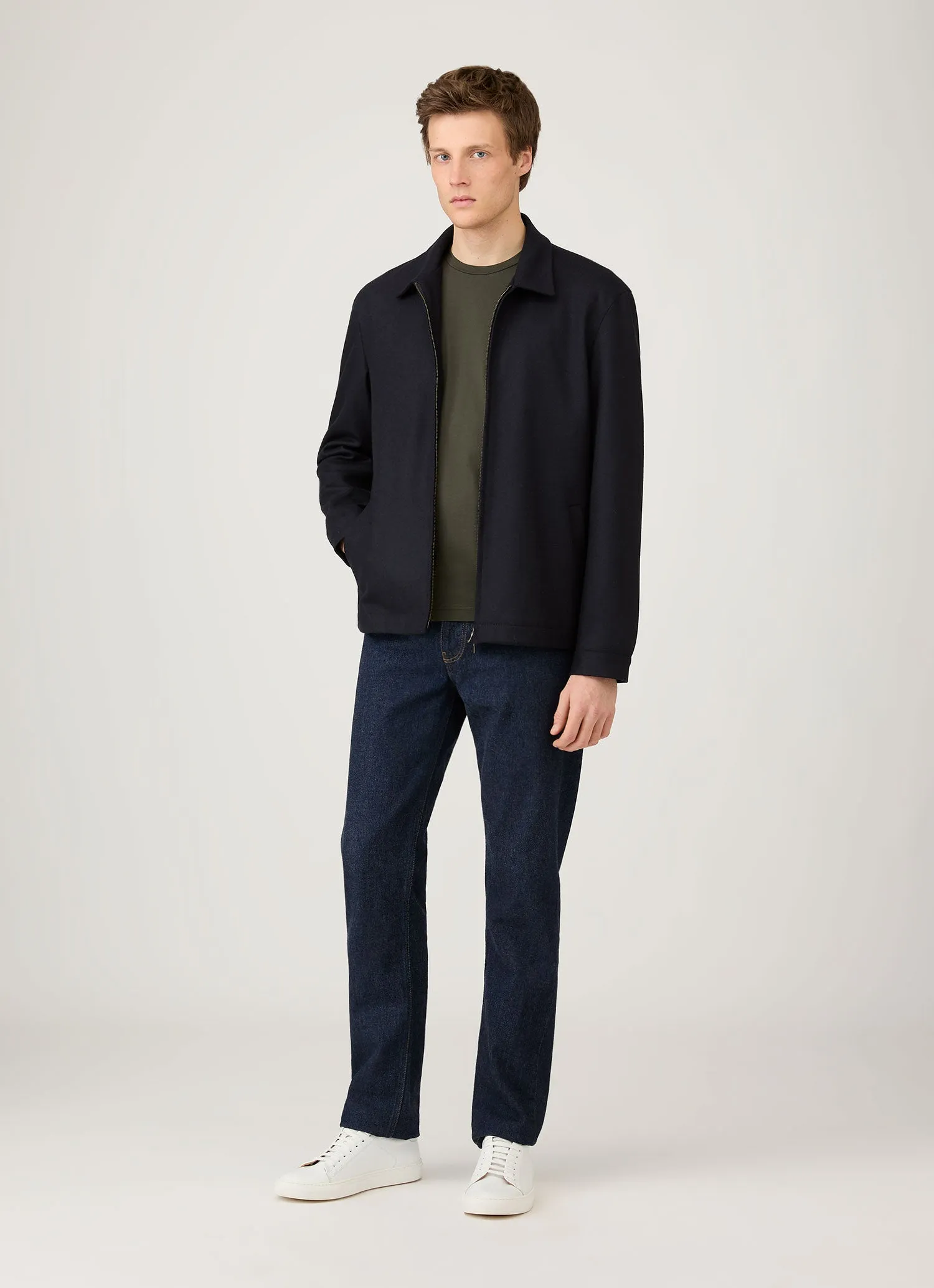 loose fitting Men's Long Sleeve Riviera Midweight T-shirt in Dark Green