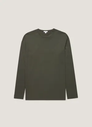 Chic and Cozy Wear Men's Long Sleeve Riviera Midweight T-shirt in Dark Green