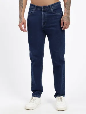 Work Outfit Men's Navy Blue Comfort Slim Fit Cotton Jeans