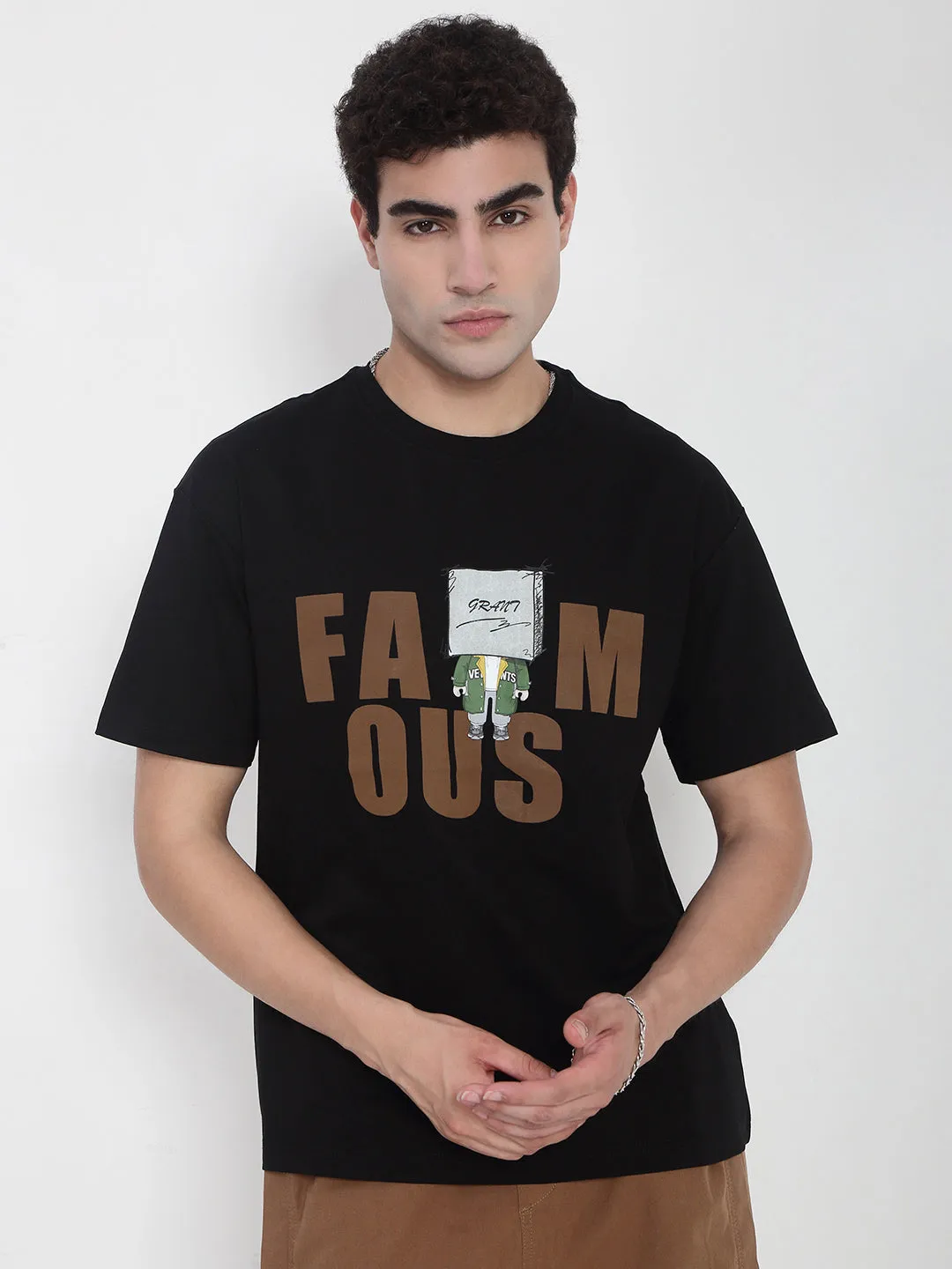 Men's Black Graphic Printed T-Shirt Cozy clothing