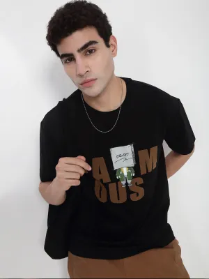 Organza Fit Fresh Glow Men's Black Graphic Printed T-Shirt