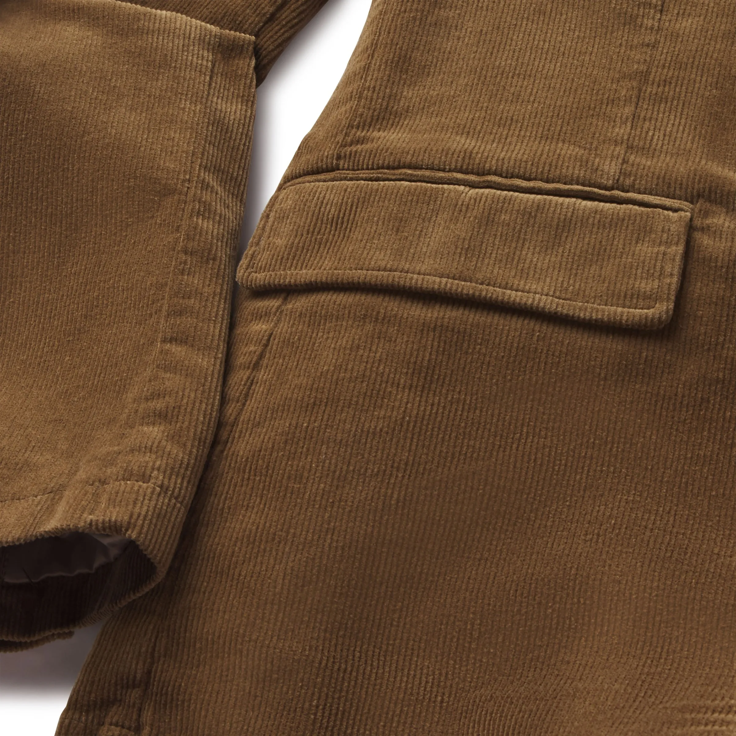 Corduroy Stretch Slim Fit Blazer - Mushroom Warmth Retention High Collar Windguard