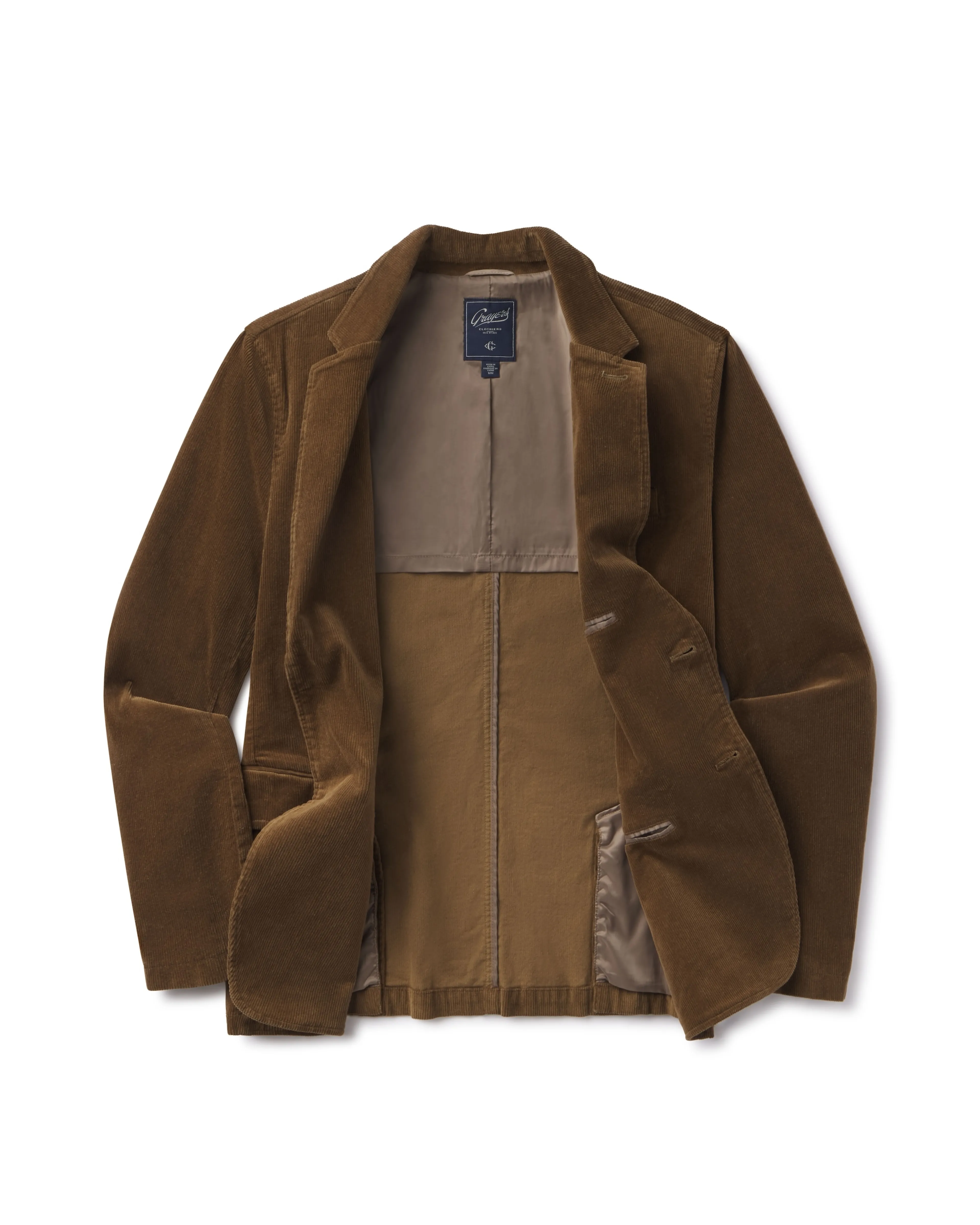 Sustainable Material Corduroy Stretch Slim Fit Blazer - Mushroom