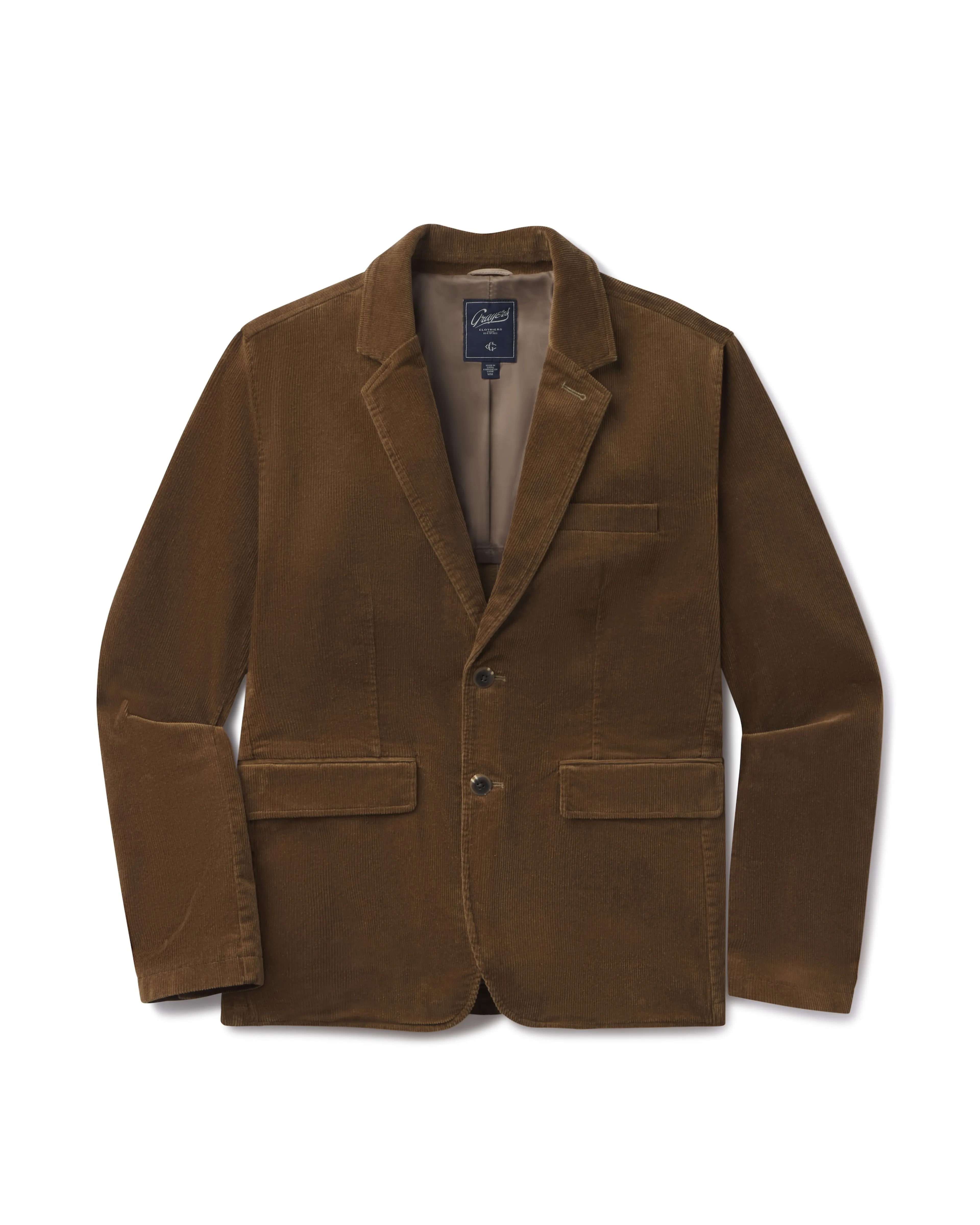 Corduroy Stretch Slim Fit Blazer - Mushroom Velcro Fasten