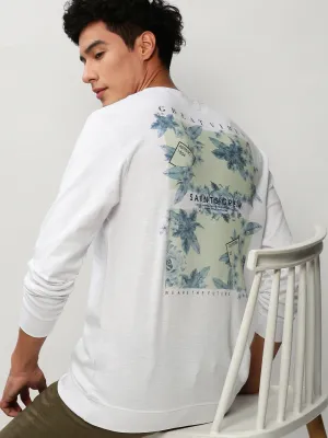 Men's White Floral Printed Cotton Sweatshirt product packaging