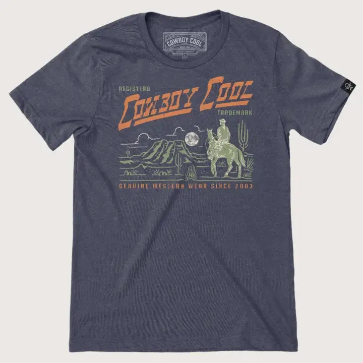 Thermal Regulation Fabric UPF Rated Fabric Cowboy Cool Lone Ranger Graphic Tee in Blue