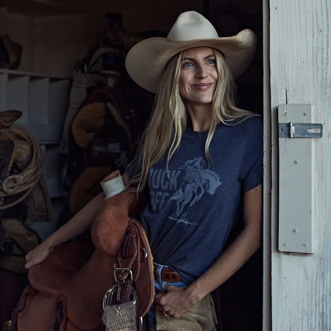 Cowboy Cool "Buck Off" Graphic Tee in Midnight Navy Biodegradable Options