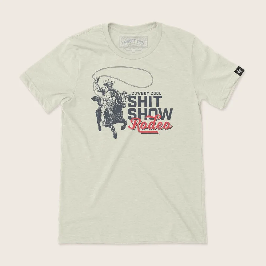 Cowboy Cool "Rodeo Mayhem" Graphic Tee in Heather Oatmeal Fresh and Cool Cozy and Soft