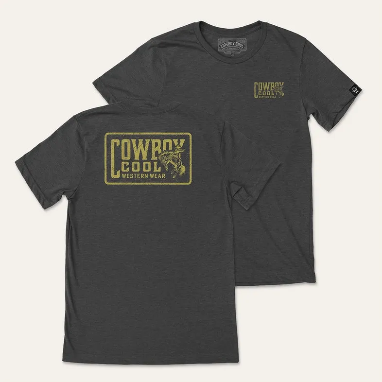 Cowboy Cool "Roughrider" Graphic Tee in Dark Grey Heather Customer Favorite Essential Look