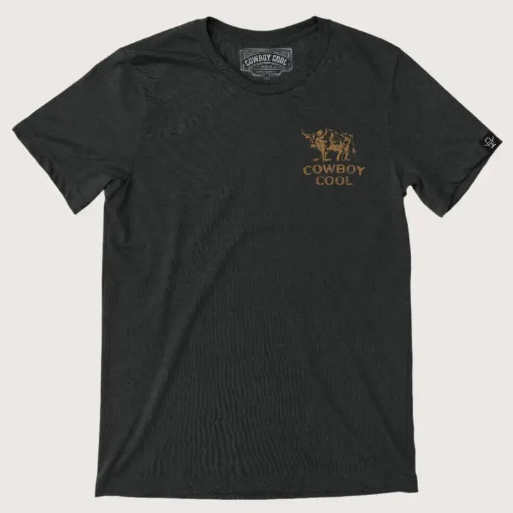 Breathable fabric Cowboy Cool Toro Graphic Tee in Black