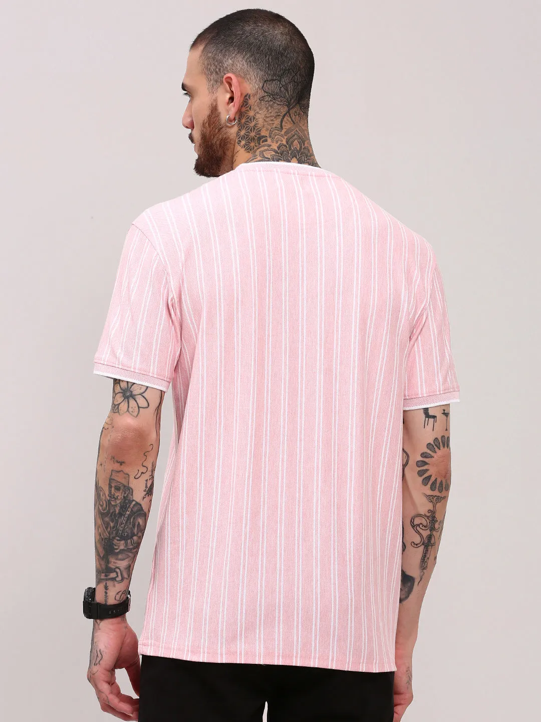 Men's Pink Striped T-Shirt product anti odor freshness