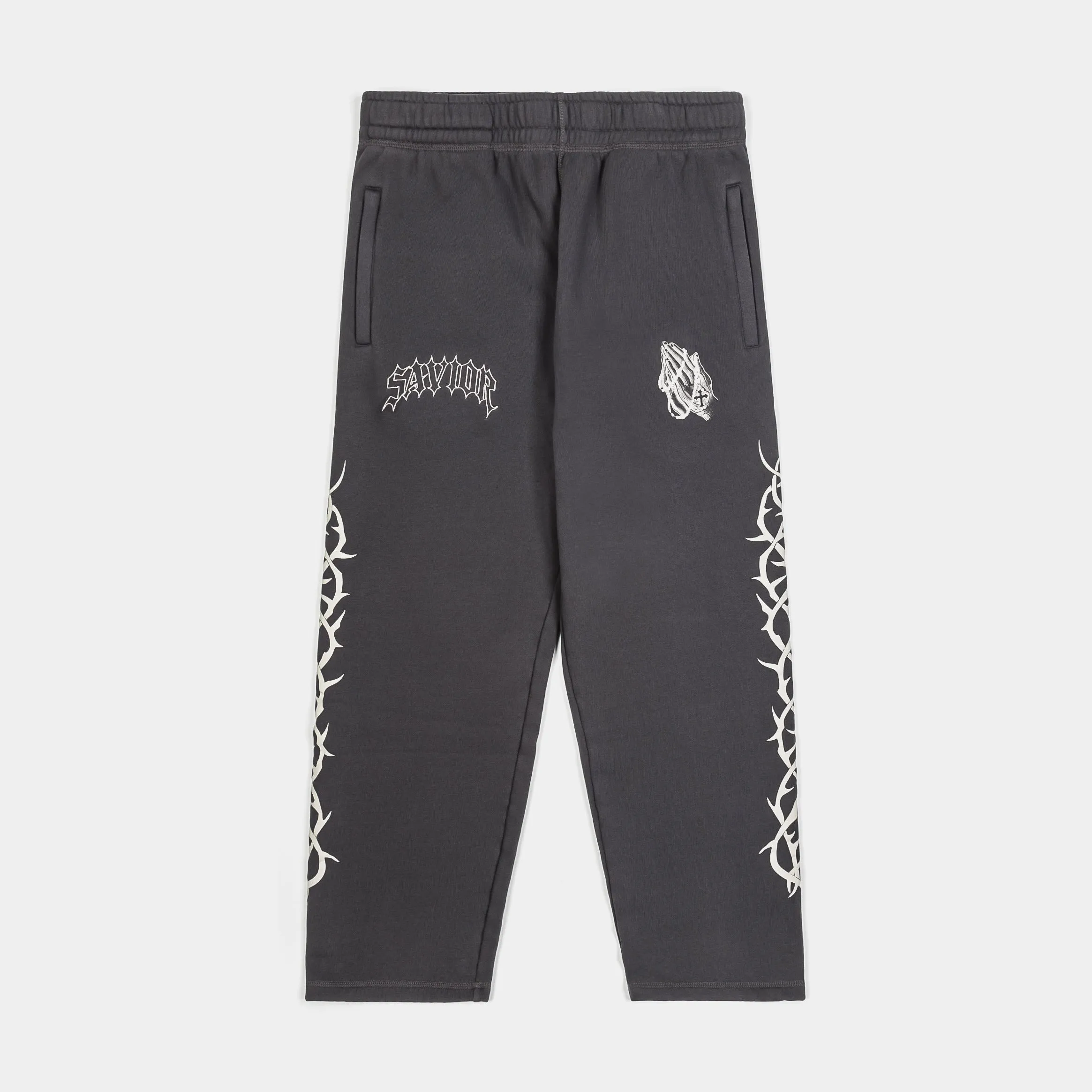 Prayer Washed Fleece Mens Sweatpants (Grey/Beige) Neutral Style Versatile Wear