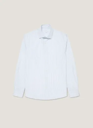 Men's Cutaway Collar Shirt in White/Light Blue Street Style Trend Cozy And Warm