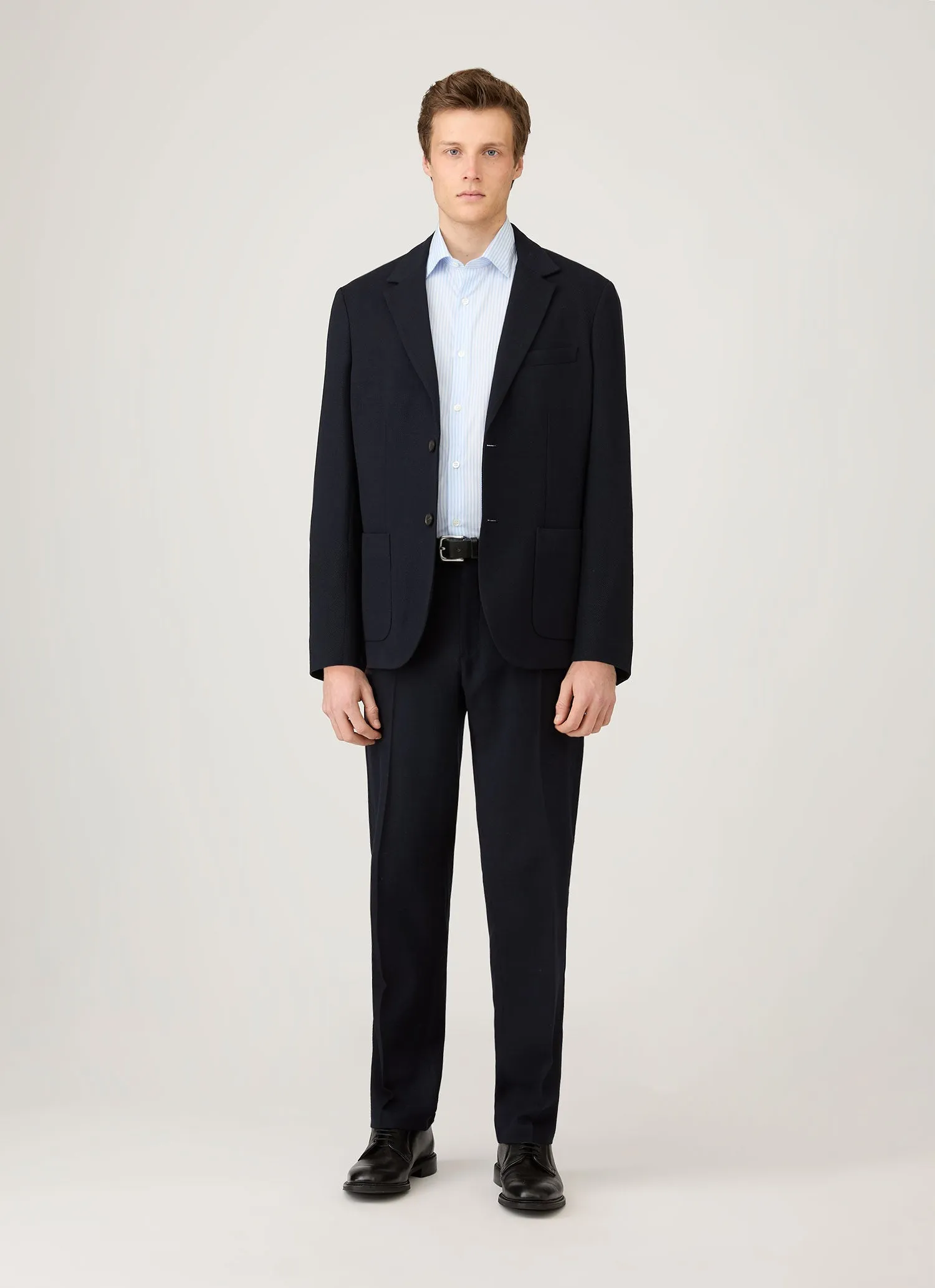 Preppy MultiPly Fabric Men's Cutaway Collar Shirt in White/Light Blue