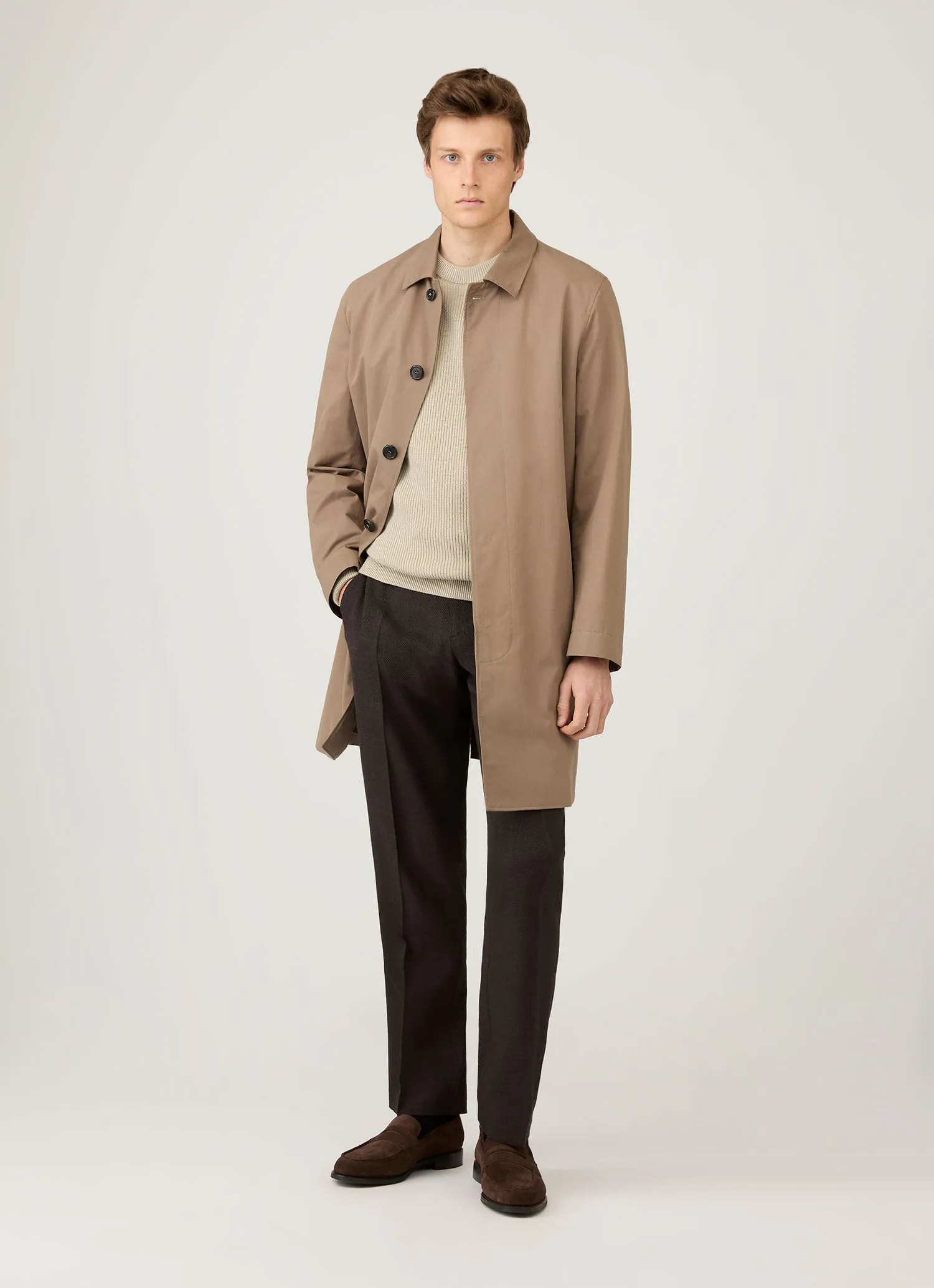 Men's Ribbed Jumper in Mink Colorfast Technology