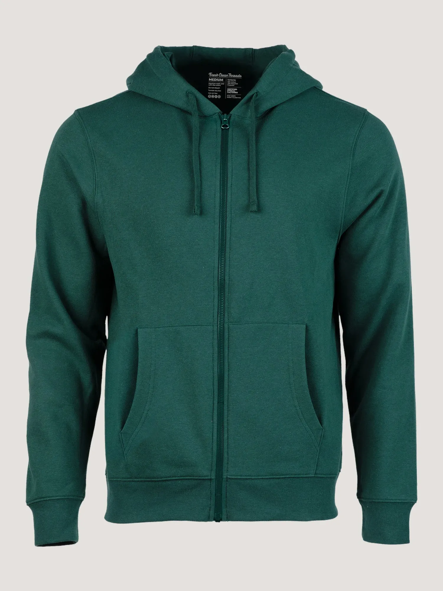 Dark Emerald Zip-Up Hoodie Functional Features Timeless Sporty