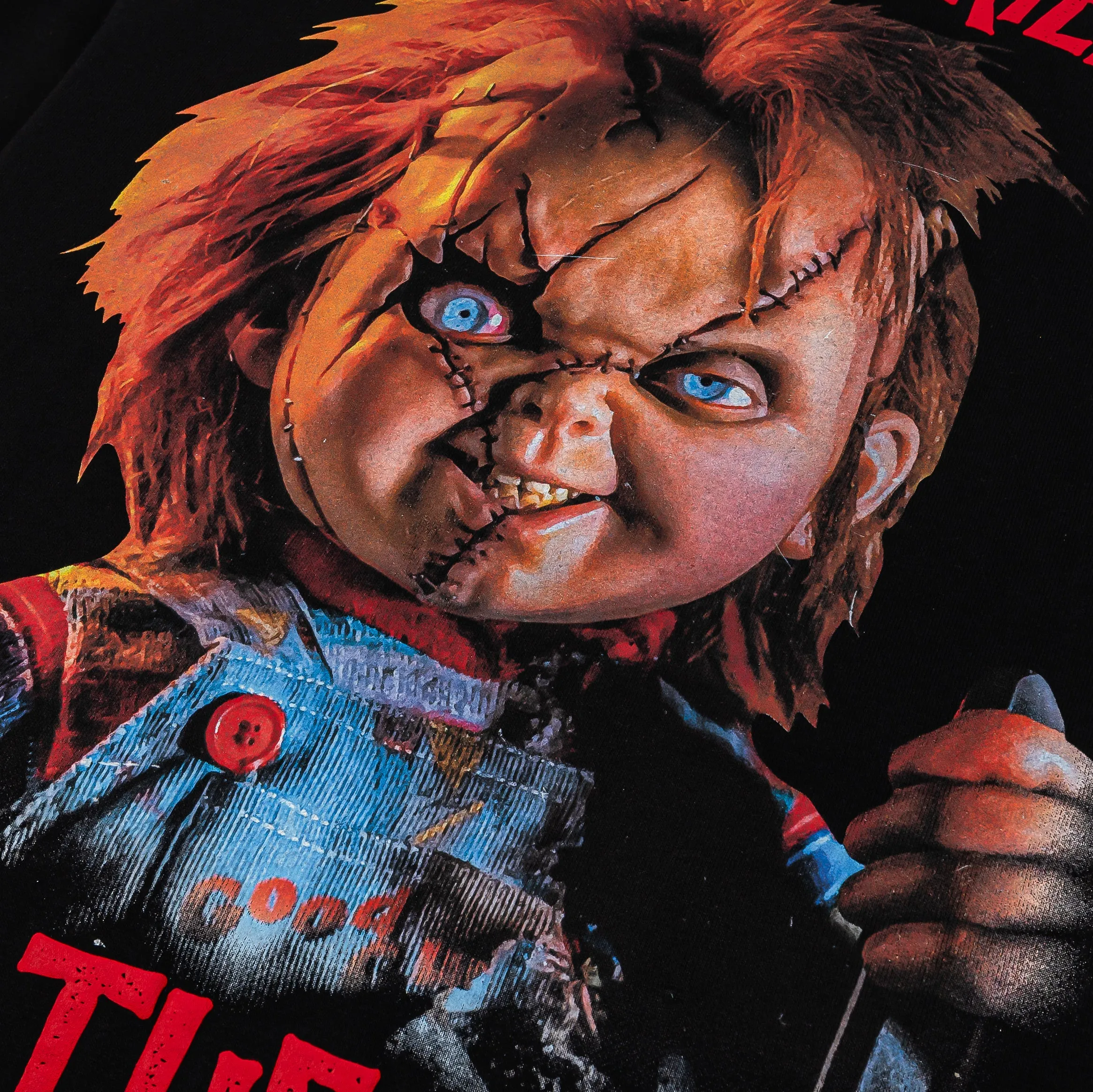 SP x Chucky Playtime Mask Full Zip Up Mens Hoodie (Black/Red) Timeless Comfort