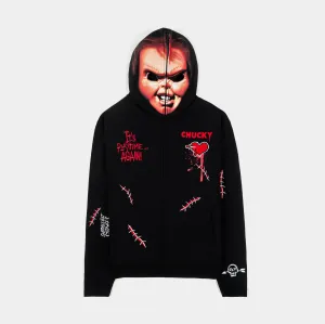 product casual elegance blend Outdoor Adventure SP x Chucky Playtime Mask Full Zip Up Mens Hoodie (Black/Red)