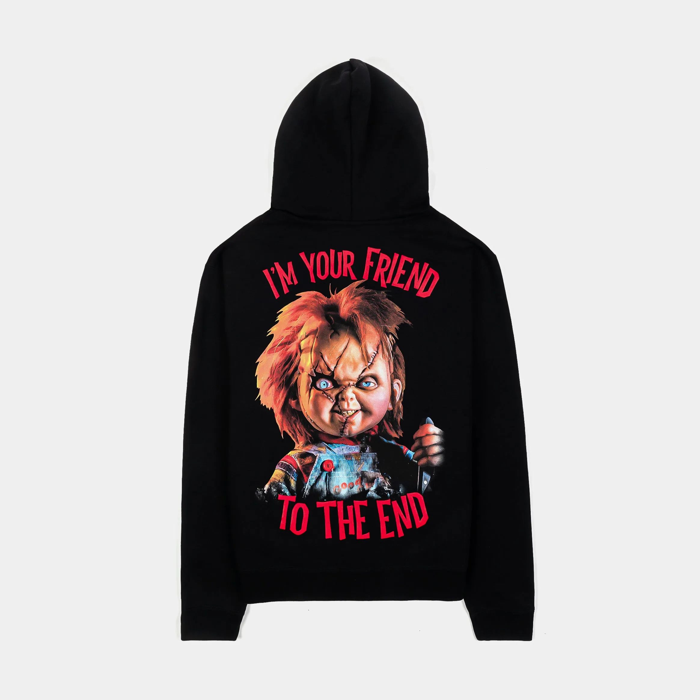 SP x Chucky Playtime Mask Full Zip Up Mens Hoodie (Black/Red) Casual Jacket