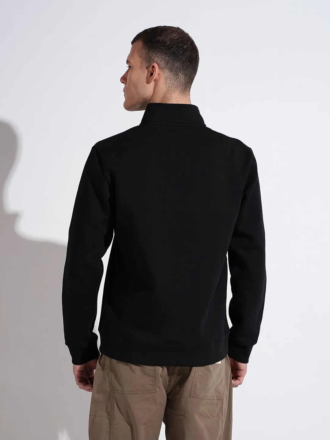 Slim Silhouette goes with boots Men's Black High Neck Sweater